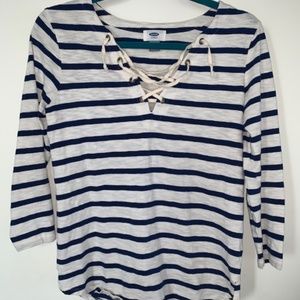 XS Old Navy Blue & White Striped 3/4 Sleeve